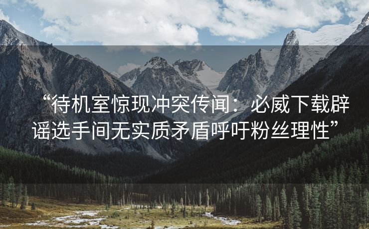 “待机室惊现冲突传闻：必威下载辟谣选手间无实质矛盾呼吁粉丝理性”  第2张